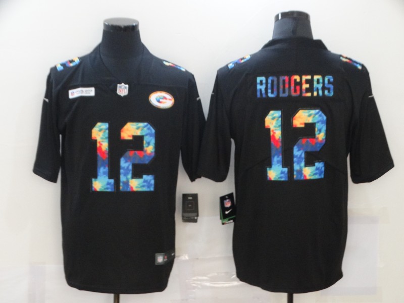 Men's Green Bay Packers #12 Aaron Rodgers Black NFL 2020 Crucial Catch Limited Stitched Jersey